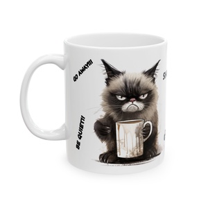 Morcos Perzsa Cicás Kerámia Bögre � Go Away, Shut Up, Be Quiet, Vicces Ajándék Macska- és Kávéimádóknak - otthon & életmód - konyhafelszerelés, tálalás - tálalás - bögre & csésze - Meska.hu