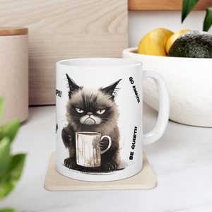 Morcos Perzsa Cicás Kerámia Bögre � Go Away, Shut Up, Be Quiet, Vicces Ajándék Macska- és Kávéimádóknak - otthon & életmód - konyhafelszerelés, tálalás - tálalás - bögre & csésze - Meska.hu