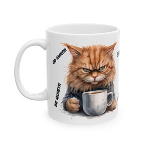 Morcos Vörös Cirmos Cicás Kerámia Bögre � Go Away, Shut Up, Be Quiet, Vicces Ajándék Macska- és Kávéimádóknak - otthon & életmód - konyhafelszerelés, tálalás - tálalás - bögre & csésze - Meska.hu