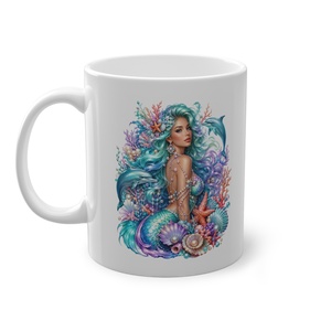 Sellő Delfinekkel Kerámia Bögre � Mesés Tengeri Design, Fantasy Ajándék Lányoknak - Meska.hu