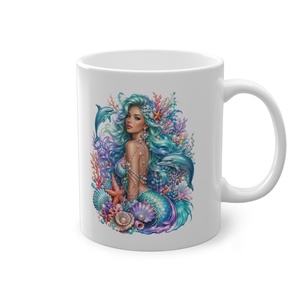 Sellő Delfinekkel Kerámia Bögre � Mesés Tengeri Design, Fantasy Ajándék Lányoknak - otthon & életmód - konyhafelszerelés, tálalás - tálalás - bögre & csésze - Meska.hu