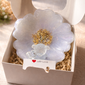 � LILA FÉNYVIRÁG � Gyöngyház ragyogású dekor tál macival - ékszer - ékszertartó - ékszertartó tál - Meska.hu