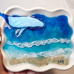 Egyedi óceán tál bálnával � 1 db elérhető - ékszer - ékszertartó - ékszertartó tál - Meska.hu