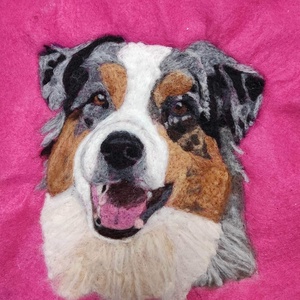 Tűnemezelt kutyaportré , Művészet, Textilkép, Nemezelt, Nemezelés, MESKA