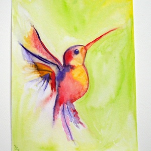 Kolibri kép, Művészet, Festmény, Akvarell, Festészet, MESKA
