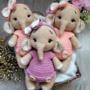 Horgolt elefánt amigurumi - játék & sport - plüssállat & játékfigura - elefánt - Meska.hu