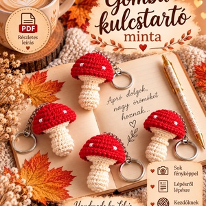 Gomba kulcstartó horgolásminta - Meska.hu