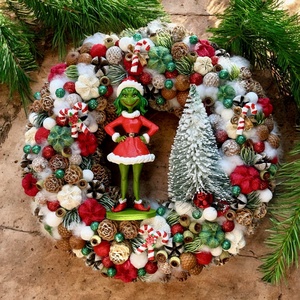 Grinch ajtódísz, Karácsony, Adventi díszek, Adventi ajtódísz, , MESKA