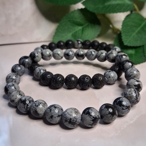 Ásvány karkötő szett férfiaknak � lávakő és hópehely obszidián, Ékszer, Karkötő, Ásványkarkötő, , MESKA