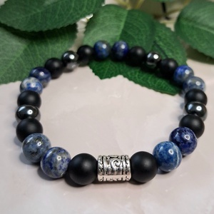 Férfi ásvány karkötő � matt ónix és lápisz, Ékszer, Karkötő, Ásványkarkötő, , MESKA