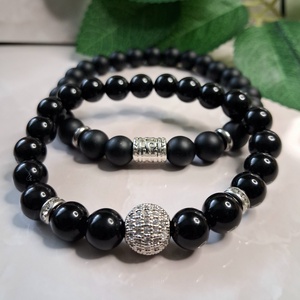 Ónix páros ásvány karkötő � matt és fényes változat, Ékszer, Karkötő, Ásványkarkötő, , MESKA