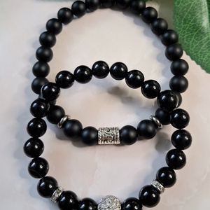 Ónix páros ásvány karkötő � matt és fényes változat - ékszer - karkötő - ásványkarkötő - Meska.hu