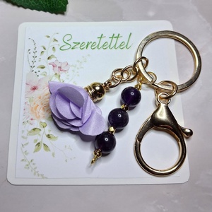 Ametiszt ásványos virágos kulcstartó � nyugalom, egyensúly, Táska & Tok, Kulcstartó & Táskadísz, Kulcstartó, , MESKA