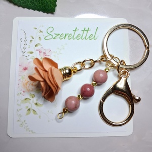 Rodonit ásványos virágos kulcstartó � belső erő - Meska.hu