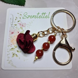 Karneol ásványos virágos kulcstartó � bátorság, lendület - Meska.hu