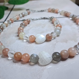 Holdkő és hegyikristály ásvány karkötő és nyaklánc szett � nőies, csillogó ékszer, Ékszer, Ékszerszett, , MESKA