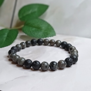 Yooperlit és lávakő különleges ásvány karkötő - unisex, Ékszer, Karkötő, Ásványkarkötő, Ékszerkészítés, MESKA