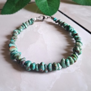 Türkiz splitter karkötő nemesacél kapoccsal, Ékszer, Karkötő, Ásványkarkötő, , MESKA