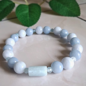 Angelit és akvamarin ásvány karkötő- béke és tisztaság, Ékszer, Karkötő, Ásványkarkötő, , MESKA