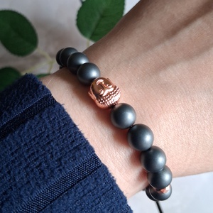 Rose gold hematit ásvány karkötő � elegancia és erő - ékszer - karkötő - ásványkarkötő - Meska.hu