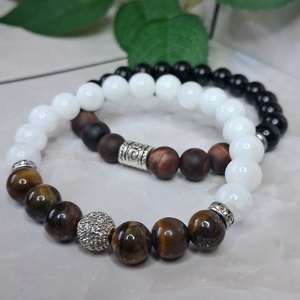 Tigrisszem páros karkötő hójádéval és ónixszal � egyensúly és védelem - Meska.hu