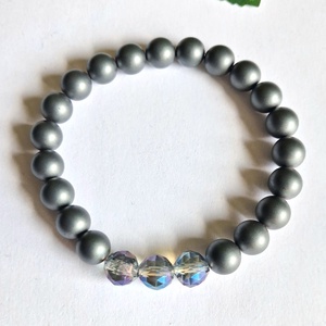 Minimal matt hematit és kék aurakvarc ásvány karkötő - ékszer - karkötő - ásványkarkötő - Meska.hu