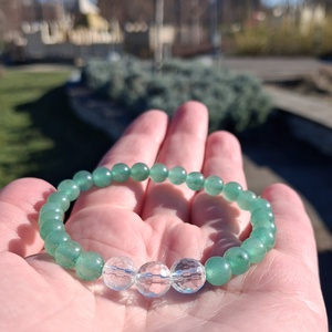 Minimal zöld aventurin és hegyikristály ásvány karkötő - ékszer - karkötő - ásványkarkötő - Meska.hu