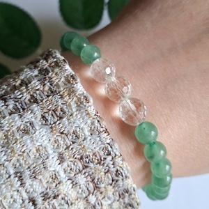 Minimal zöld aventurin és hegyikristály ásvány karkötő, Ékszer, Karkötő, Ásványkarkötő, , MESKA