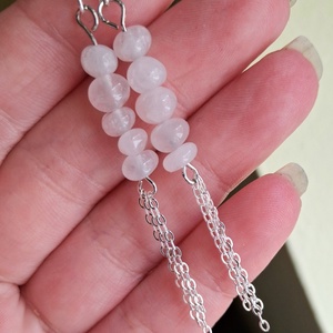 Rózsakvarc splitter ásvány karkötő és fülbevaló szett - ékszer - ékszerszett - Meska.hu