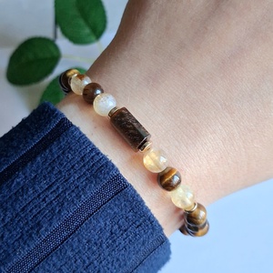 Tigrisszem és citrin ásvány karkötő és fülbevaló szett - ékszer - ékszerszett - Meska.hu