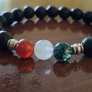 Nemzeti színű ásvány ékszerszett � moha achát, karneol, fehér jáde - ékszer - ékszerszett - Meska.hu