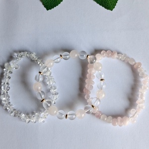Rózsakvarc és hegyikristály ásvány karkötők- visszafogott alapdarabok szettben - ékszer - karkötő - ásványkarkötő - Meska.hu