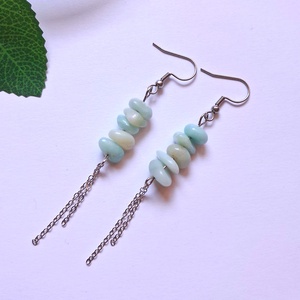 Amazonit chips/splitter láncos ásvány fülbevaló - ékszer - fülbevaló - lógó fülbevaló - Meska.hu