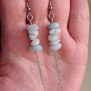 Amazonit chips/splitter láncos ásvány fülbevaló - Meska.hu