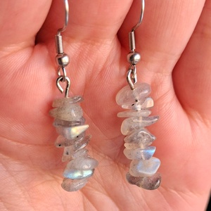 Labradorit chips/splitter ásvány fülbevaló - Meska.hu