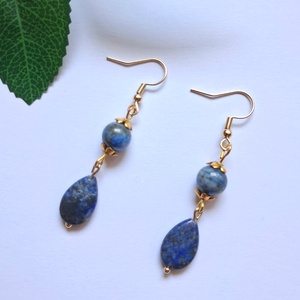 Lapis lazuli (lápisz) ásvány fülbevaló - ékszer - fülbevaló - lógó fülbevaló - Meska.hu