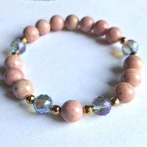 Rodonit tulit, ónix és aurakvarc ásvány karkötő szett hematittal - ékszer - karkötő - ásványkarkötő - Meska.hu