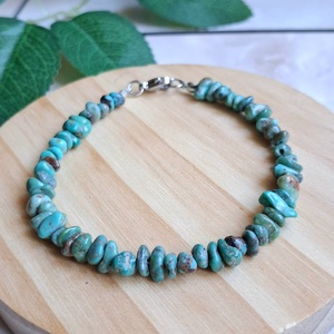 Türkiz splitter karkötő nemesacél kapoccsal - ékszer - karkötő - ásványkarkötő - Meska.hu