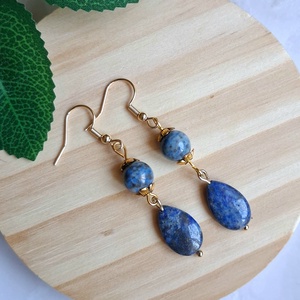 Lapis lazuli (lápisz) ásvány fülbevaló - ékszer - fülbevaló - lógó fülbevaló - Meska.hu