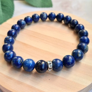 Mélykék lapis lazuli (A minőség) ásvány karkötő nemesacél rondellával, Ékszer, Karkötő, Ásványkarkötő, , MESKA