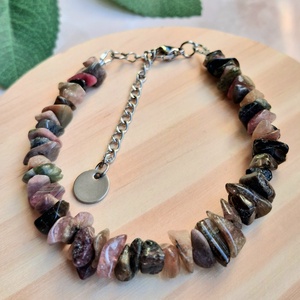 Vegyes turmalin splitter karkötő nemesacél kapoccsal - Meska.hu