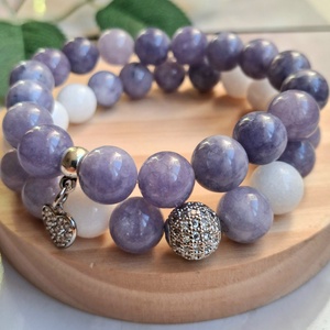10 mm-es lila álom � ásvány karkötő szett akvamarinból - Meska.hu