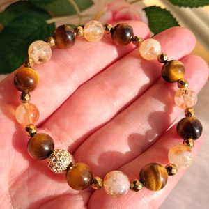 Tigrisszem és citrin ásványkarkötő hematittal - bőség, védelem - ékszer - karkötő - ásványkarkötő - Meska.hu