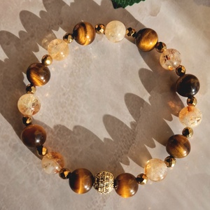Tigrisszem és citrin ásványkarkötő hematittal - bőség, védelem - ékszer - karkötő - ásványkarkötő - Meska.hu