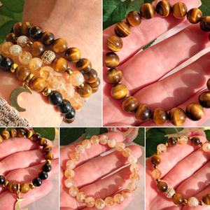Tigrisszem rétegezhető ásvány karkötő szett citrinnel, fekete turmalinnal és hematittal  - ékszer - karkötő - ásványkarkötő - Meska.hu