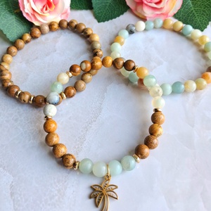 Képjáspis és amazonit 3 darabos ásvány karkötő szett - rétegezhető stílus - 6 mm - ékszer - karkötő - ásványkarkötő - Meska.hu