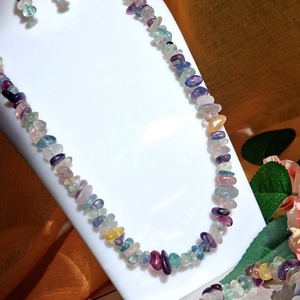 Fluorit színes ásvány ékszerszett - A minőség - fülbevaló, nyaklánc, karkötő - ékszer - ékszerszett - Meska.hu