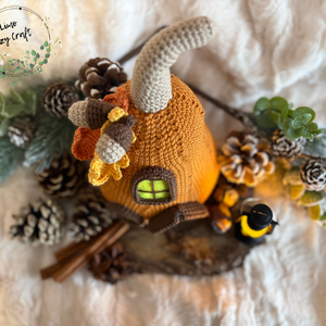 Kézzel horgolt tök házikó, világító lámpással - Lakásdekoráció - otthon & életmód - dekoráció - halloween - halloweeni tök - Meska.hu