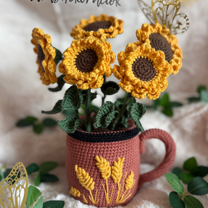 Kézzel horgolt napraforgó cserépben - Lakásdekoráció, Otthon & Életmód, Virágdekoráció, Virágdíszek, Virágdísz kaspóban, Horgolás, Varrás, Dobd fel az otthonod egy igazán különleges, kézzel horgolt lakásdekorációval! Ez a bájos, napraforg..., MESKA