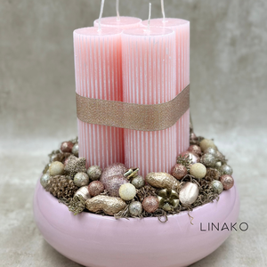 Adventi dekor - rózsaszín/rosegold - karácsony - adventi díszek - adventi koszorú - Meska.hu